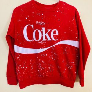 Coca Cola Coke Paint Splatter Women’s Sweatshirt Medium as is back has marks